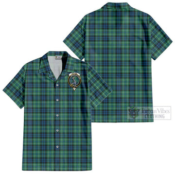 MacNeil of Colonsay Ancient Tartan Cotton Hawaiian Shirt with Family Crest