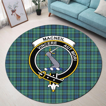 MacNeil of Colonsay Ancient Tartan Round Rug with Family Crest