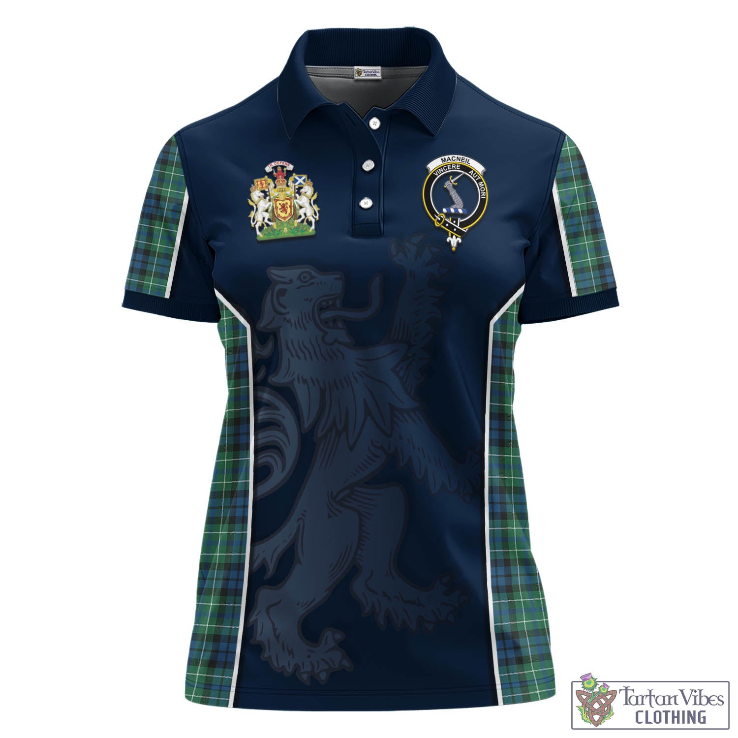 MacNeil of Colonsay Ancient Tartan Women's Polo Shirt with Family Crest and Lion Rampant Vibes Sport Style - Tartan Vibes Clothing