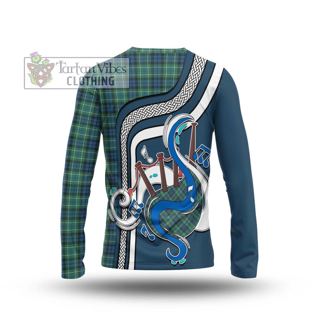 Tartan Vibes Clothing MacNeil of Colonsay Ancient Tartan Long Sleeve T-Shirt with Epic Bagpipe Style