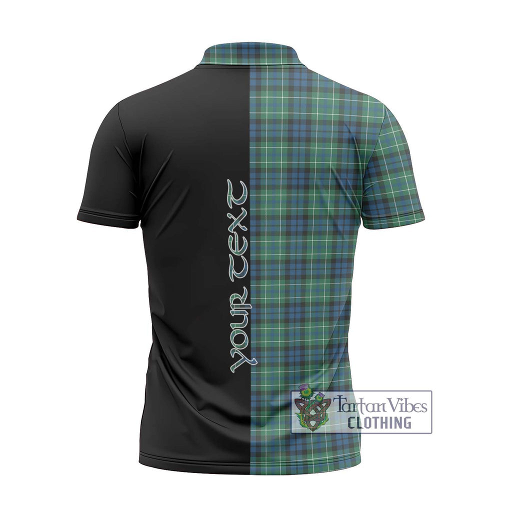 MacNeil of Colonsay Ancient Tartan Zipper Polo Shirt with Family Crest and Half Of Me Style - Tartanvibesclothing Shop