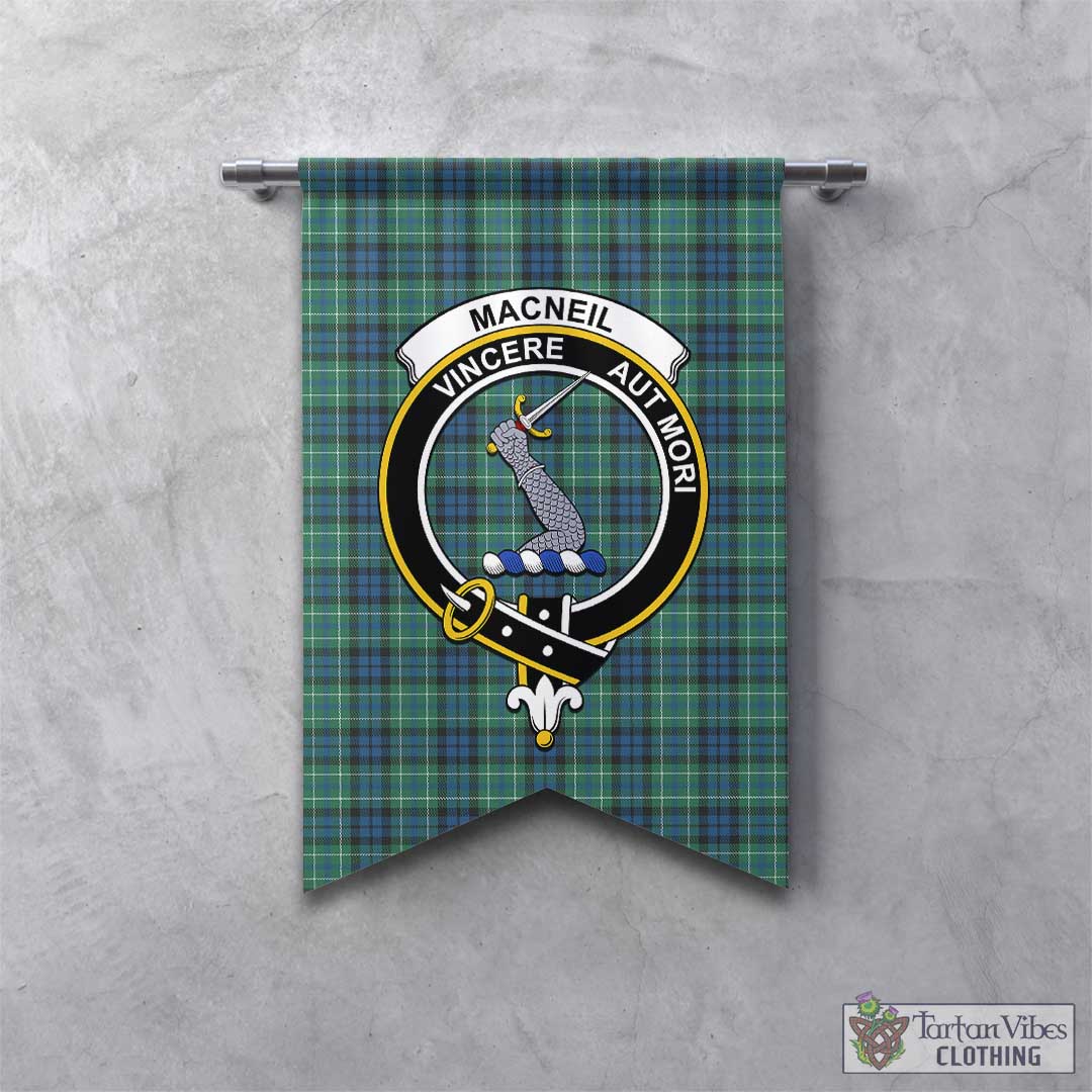 Tartan Vibes Clothing MacNeil of Colonsay Ancient Tartan Gonfalon, Tartan Banner with Family Crest