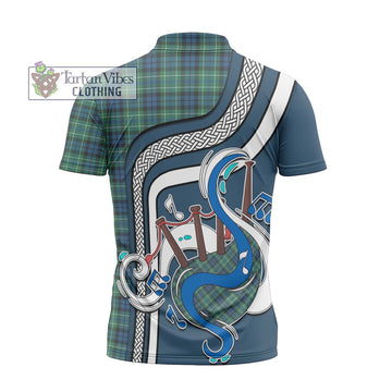 MacNeil of Colonsay Ancient Tartan Zipper Polo Shirt with Epic Bagpipe Style