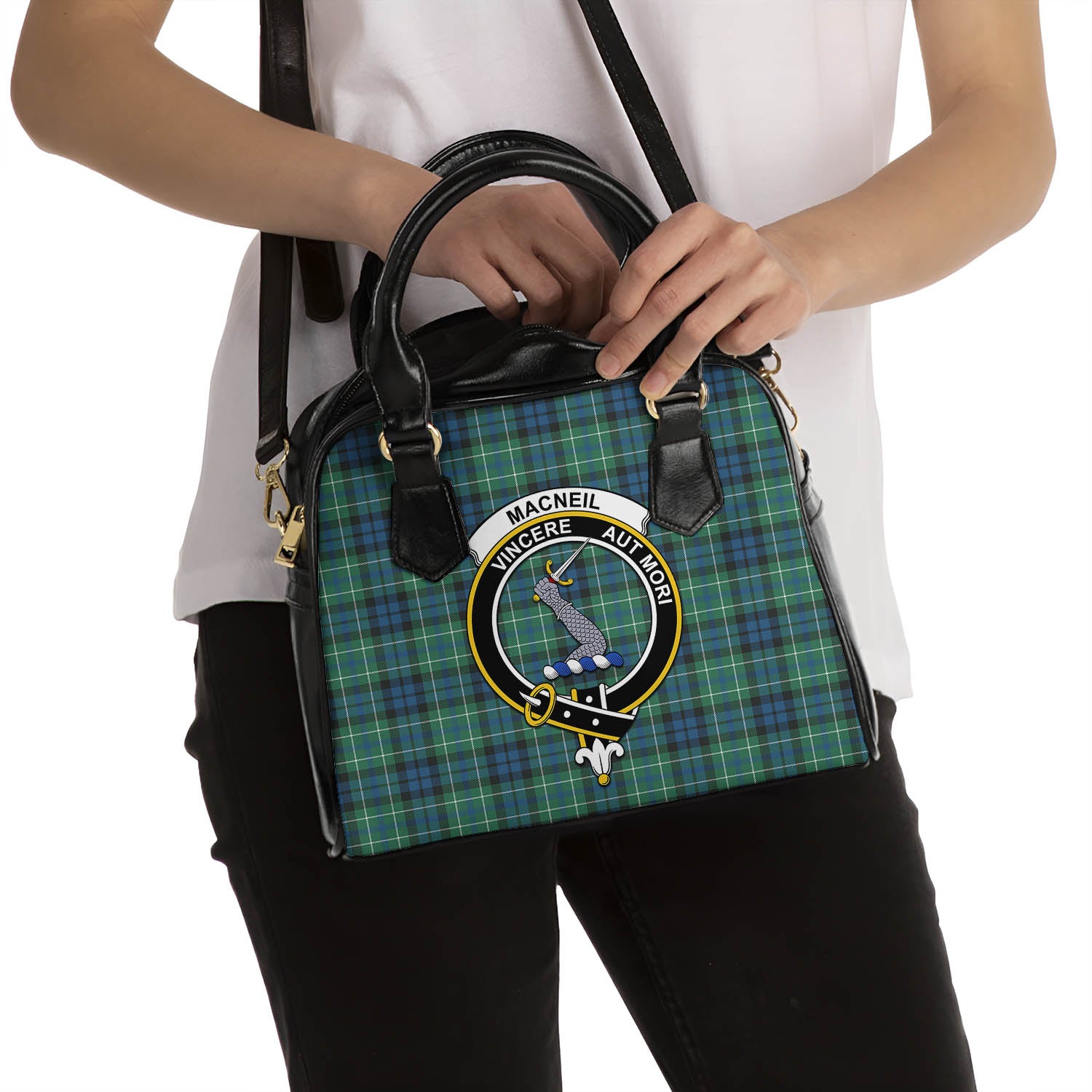 MacNeil of Colonsay Ancient Tartan Shoulder Handbags with Family Crest - Tartanvibesclothing