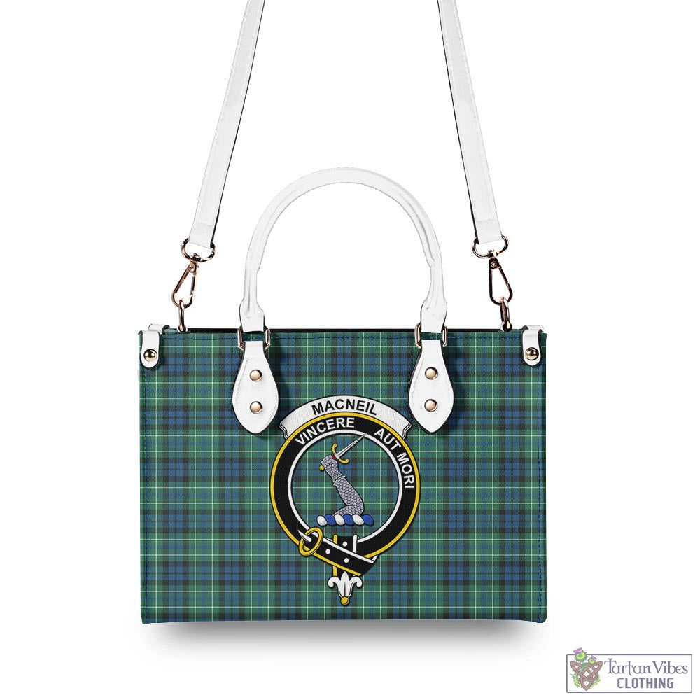 Tartan Vibes Clothing MacNeil of Colonsay Ancient Tartan Luxury Leather Handbags with Family Crest