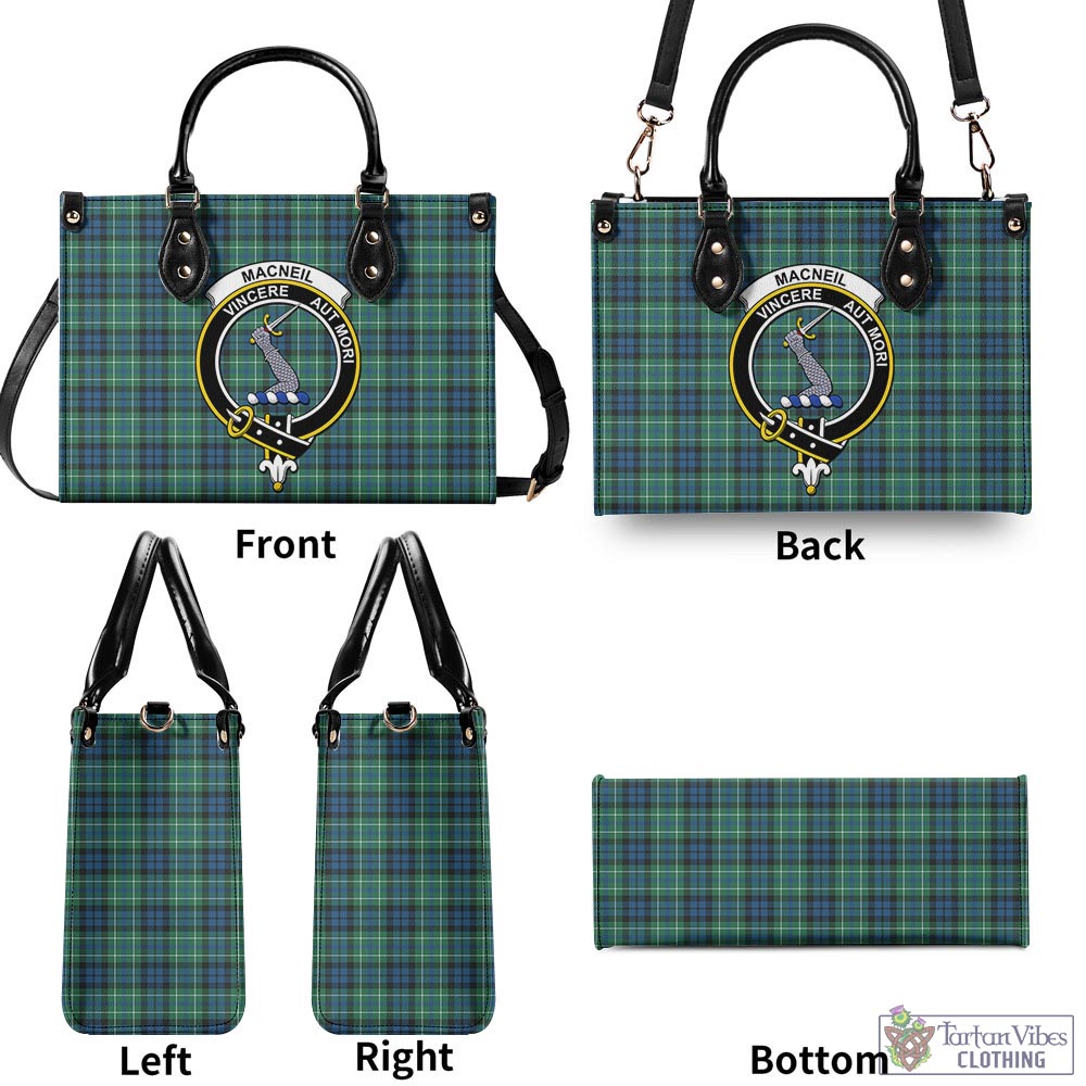 Tartan Vibes Clothing MacNeil of Colonsay Ancient Tartan Luxury Leather Handbags with Family Crest