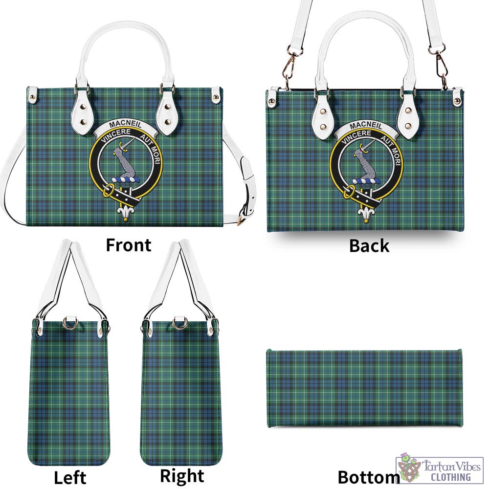 Tartan Vibes Clothing MacNeil of Colonsay Ancient Tartan Luxury Leather Handbags with Family Crest