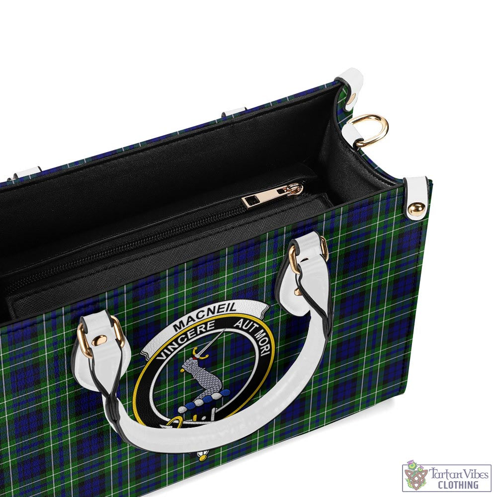 Tartan Vibes Clothing MacNeil of Colonsay Modern Tartan Luxury Leather Handbags with Family Crest