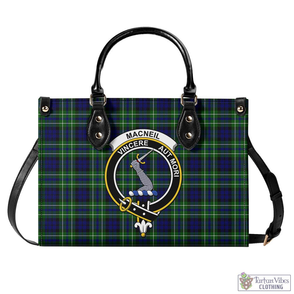 Tartan Vibes Clothing MacNeil of Colonsay Modern Tartan Luxury Leather Handbags with Family Crest