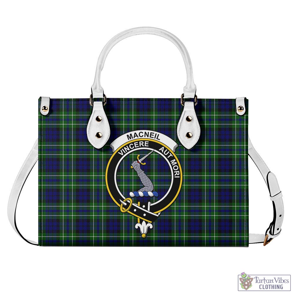 Tartan Vibes Clothing MacNeil of Colonsay Modern Tartan Luxury Leather Handbags with Family Crest