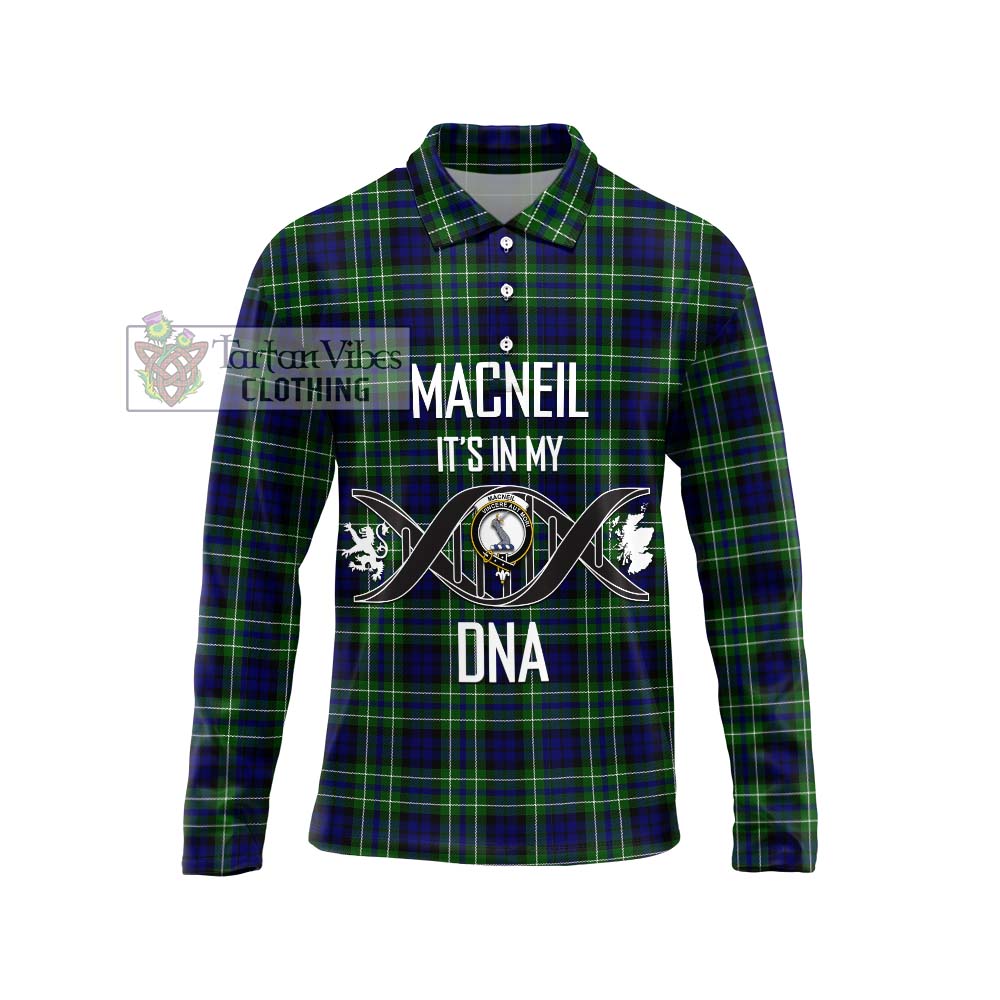 MacNeil of Colonsay Modern Tartan Long Sleeve Polo Shirt with Family Crest DNA In Me Style Unisex - Tartanvibesclothing Shop