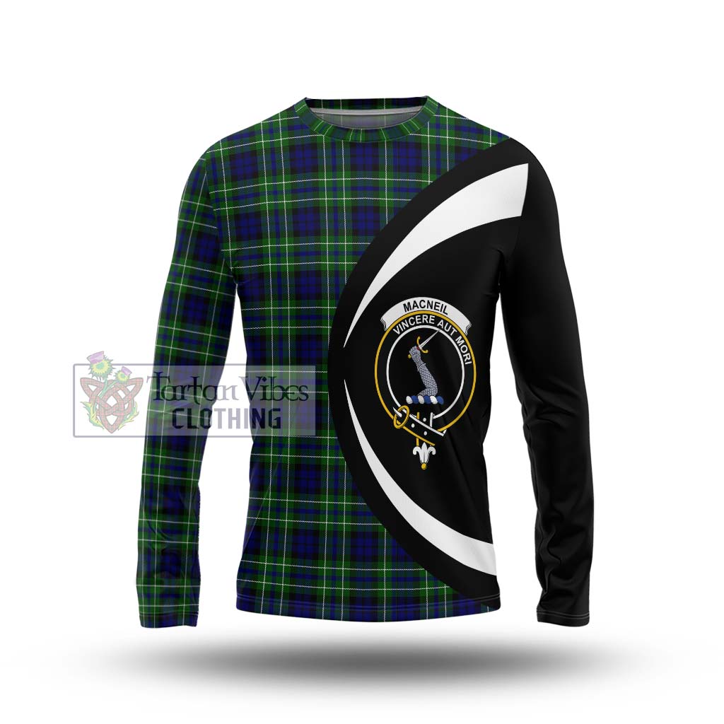 MacNeil of Colonsay Modern Tartan Long Sleeve T-Shirt with Family Crest Circle Style Unisex - Tartan Vibes Clothing