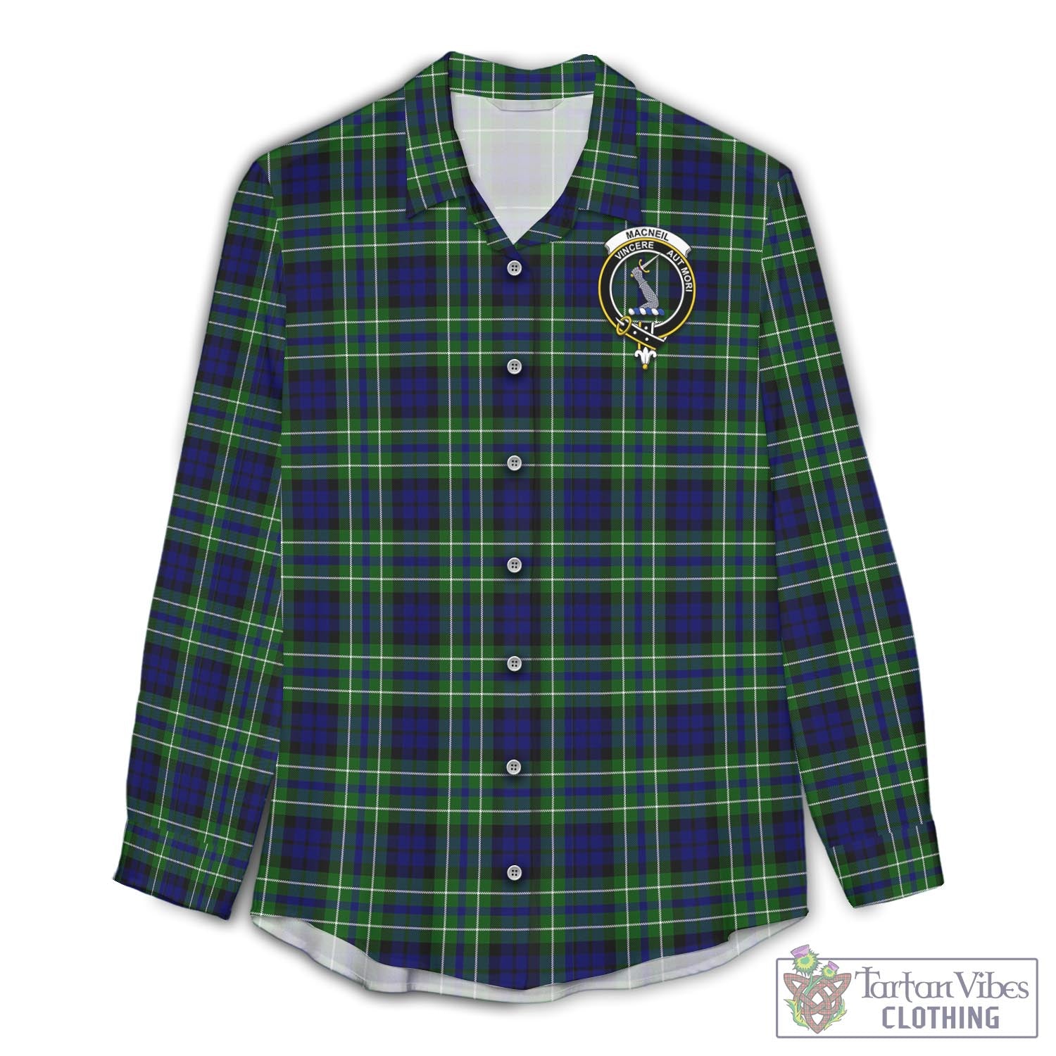 Tartan Vibes Clothing MacNeil of Colonsay Modern Tartan Womens Casual Shirt with Family Crest