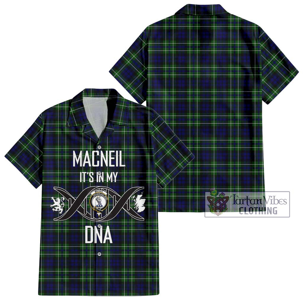 MacNeil of Colonsay Modern Tartan Short Sleeve Button Shirt with Family Crest DNA In Me Style Kid - Tartanvibesclothing Shop