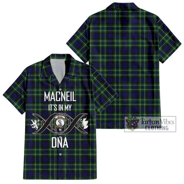 MacNeil of Colonsay Modern Tartan Short Sleeve Button Shirt with Family Crest DNA In Me Style