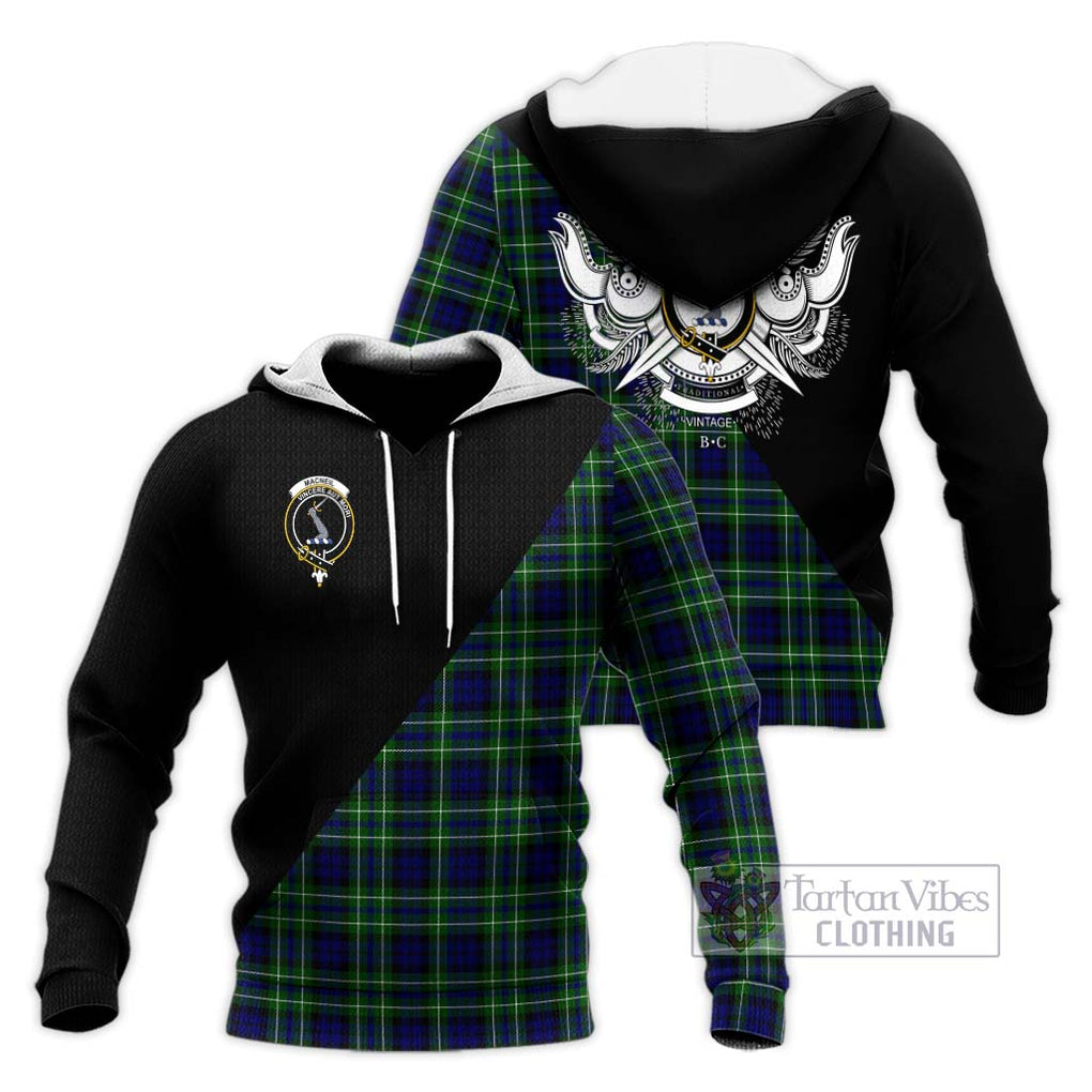 MacNeil of Colonsay Modern Tartan Knitted Hoodie with Family Crest and Military Logo Style Unisex Knitted Pullover Hoodie - Tartanvibesclothing Shop