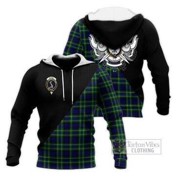 MacNeil of Colonsay Modern Tartan Knitted Hoodie with Family Crest and Military Logo Style