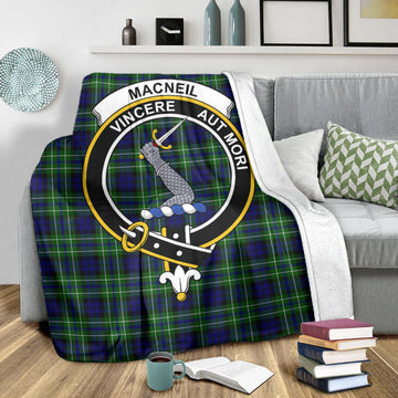 MacNeil of Colonsay Modern Tartan Blanket with Family Crest