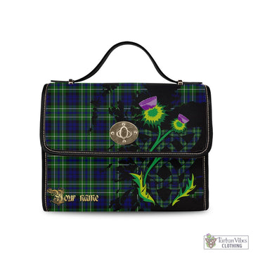 MacNeil of Colonsay Modern Tartan Waterproof Canvas Bag with Scotland Map and Thistle Celtic Accents