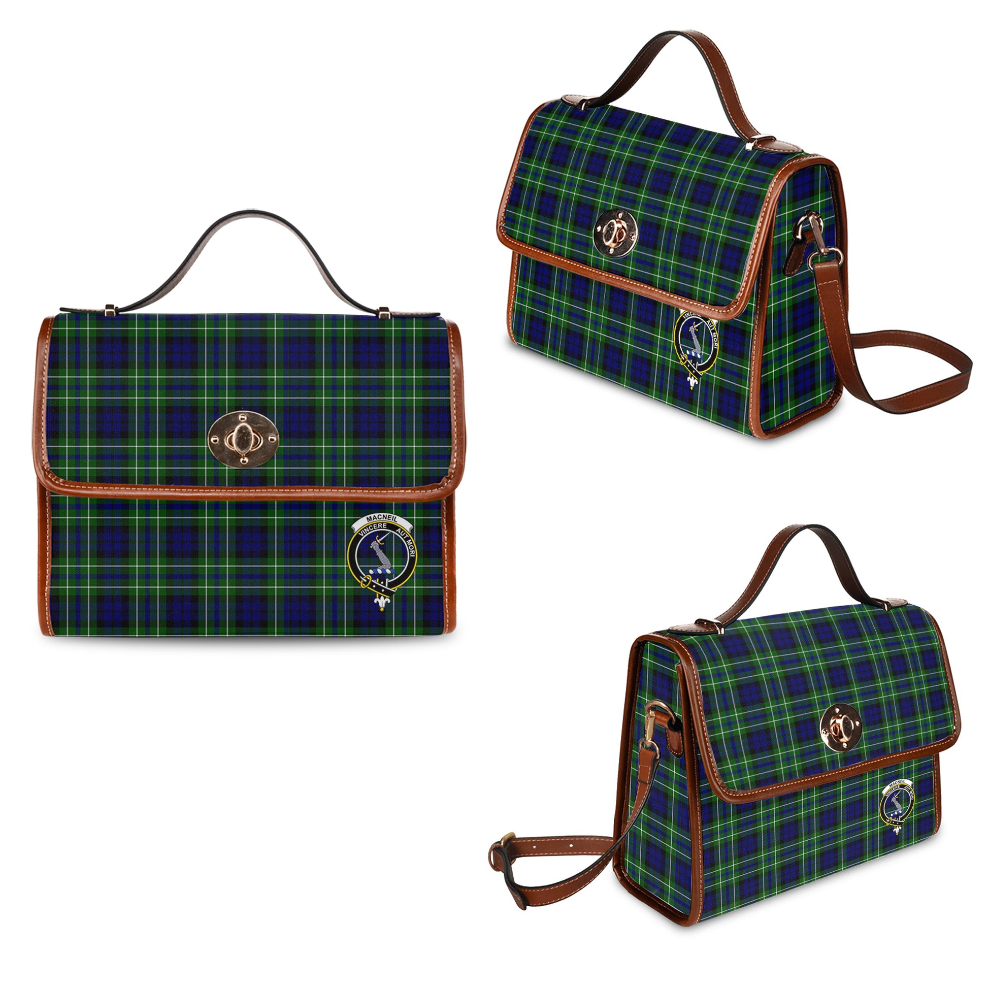 macneil-of-colonsay-modern-tartan-leather-strap-waterproof-canvas-bag-with-family-crest