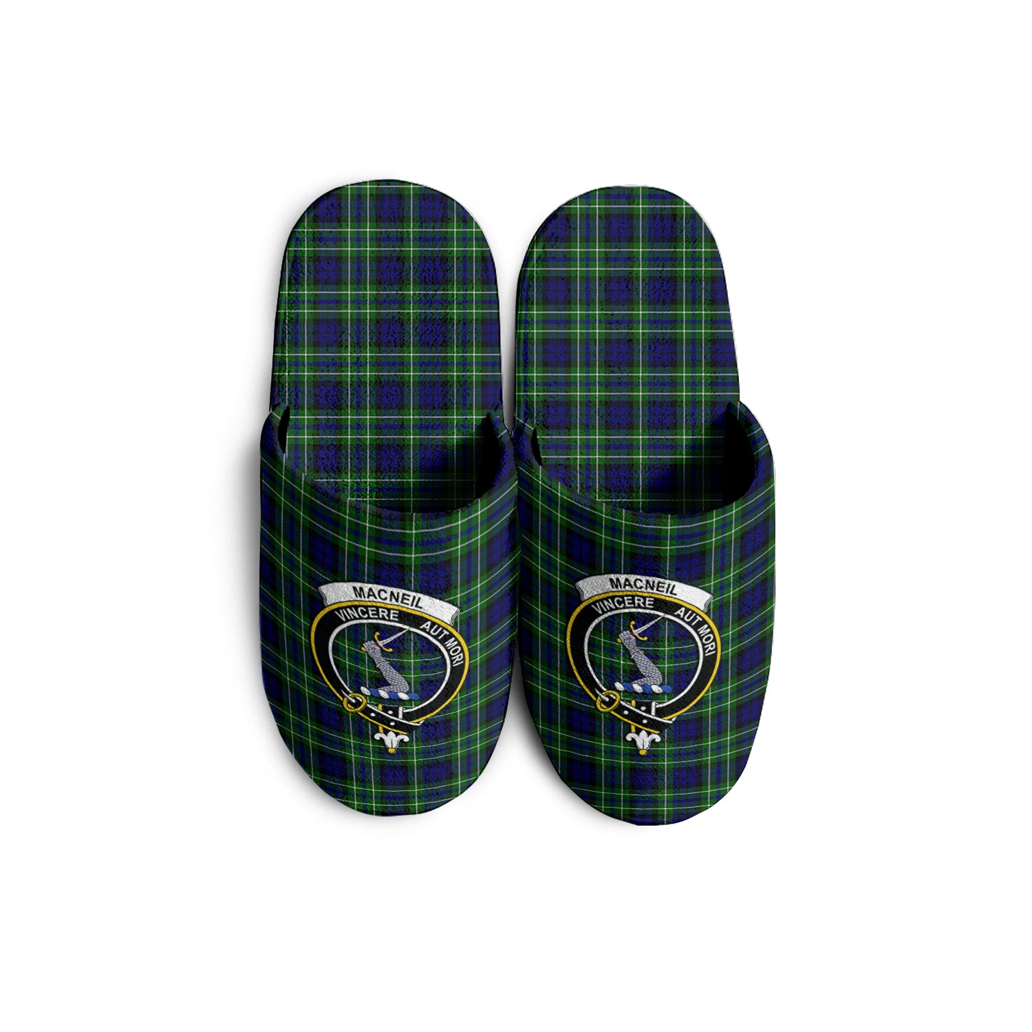 MacNeil of Colonsay Modern Tartan Home Slippers with Family Crest - Tartanvibesclothing