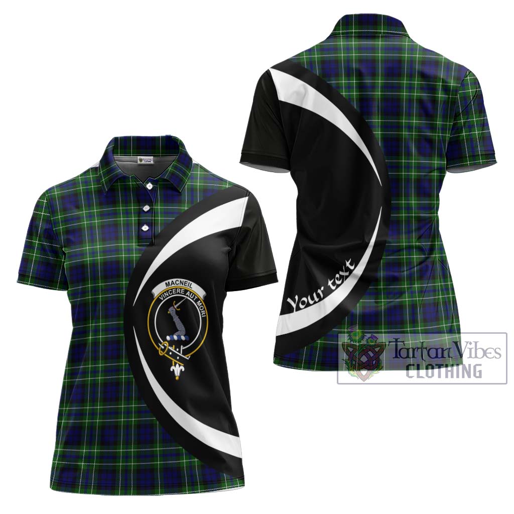 MacNeil of Colonsay Modern Tartan Women's Polo Shirt with Family Crest Circle Style Women - Tartan Vibes Clothing