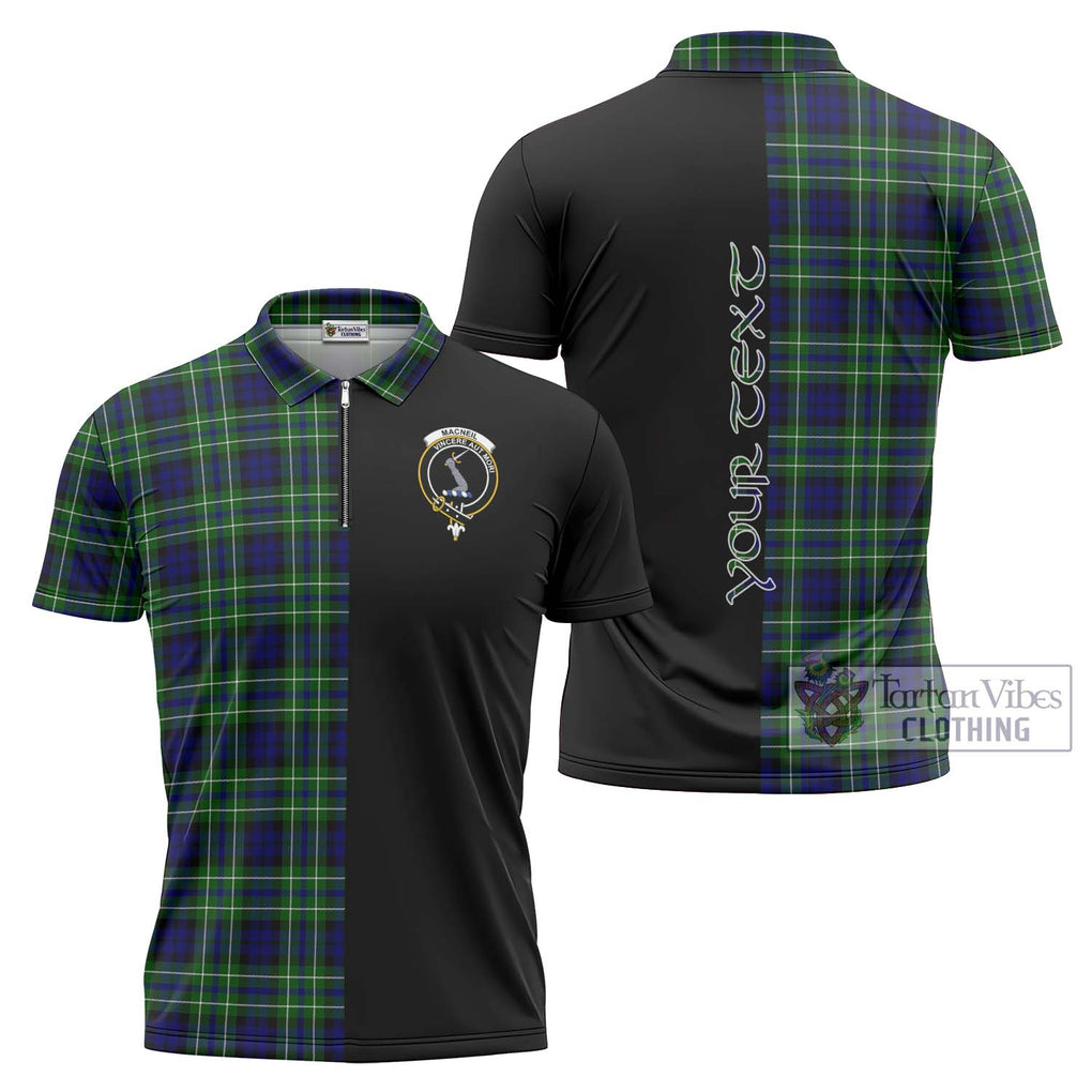 MacNeil of Colonsay Modern Tartan Zipper Polo Shirt with Family Crest and Half Of Me Style Unisex - Tartanvibesclothing Shop