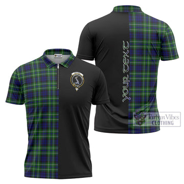 MacNeil of Colonsay Modern Tartan Zipper Polo Shirt with Family Crest and Half Of Me Style