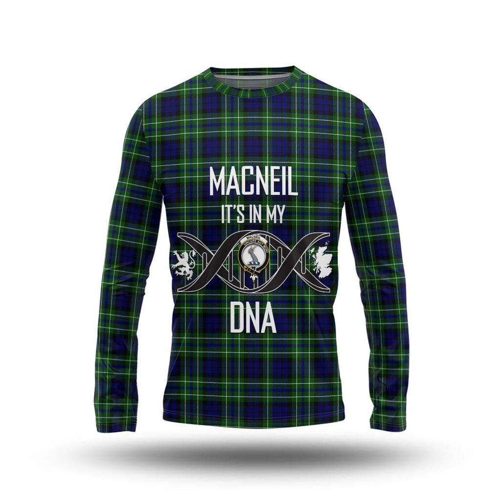 MacNeil of Colonsay Modern Tartan Long Sleeve T-Shirt with Family Crest DNA In Me Style Unisex - Tartanvibesclothing Shop