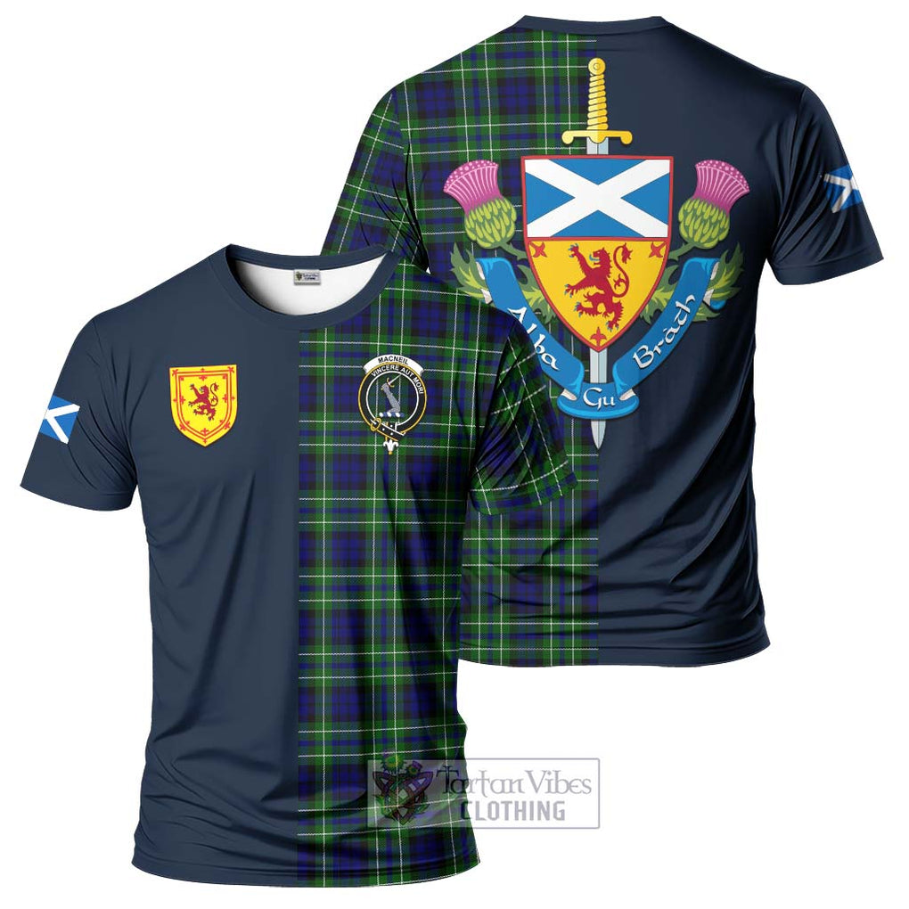 Tartan Vibes Clothing MacNeil of Colonsay Modern Tartan T-Shirt Alba with Scottish Lion Royal Arm Half Style