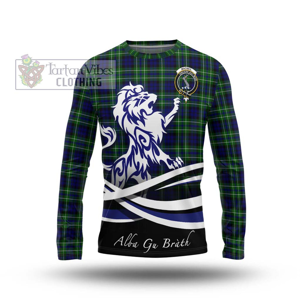 MacNeil of Colonsay Modern Tartan Long Sleeve T-Shirt with Alba Gu Brath Regal Lion Emblem Unisex - Tartanvibesclothing Shop