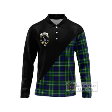 MacNeil of Colonsay Modern Tartan Long Sleeve Polo Shirt with Family Crest and Military Logo Style