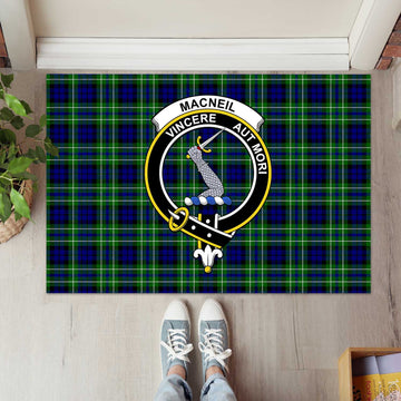 MacNeil of Colonsay Modern Tartan Door Mat with Family Crest