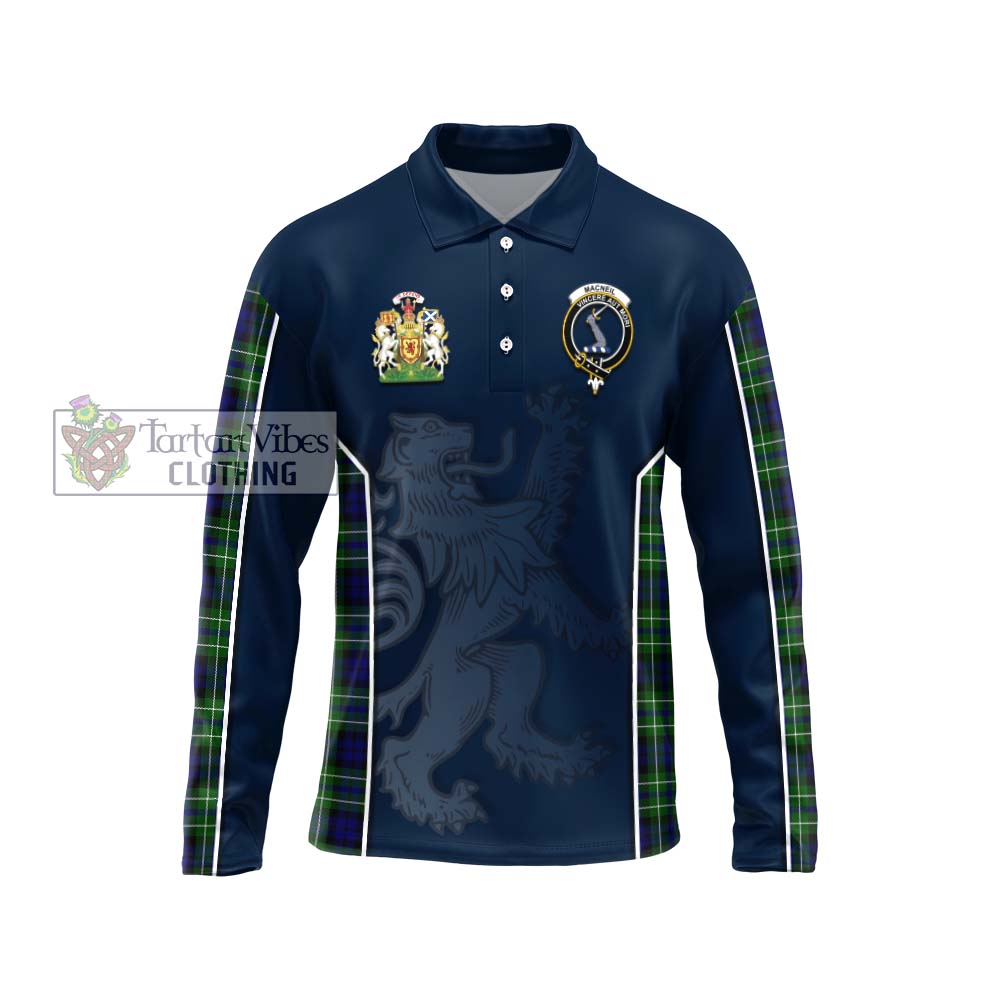 MacNeil of Colonsay Modern Tartan Long Sleeve Polo Shirt with Family Crest and Lion Rampant Vibes Sport Style Unisex - Tartan Vibes Clothing