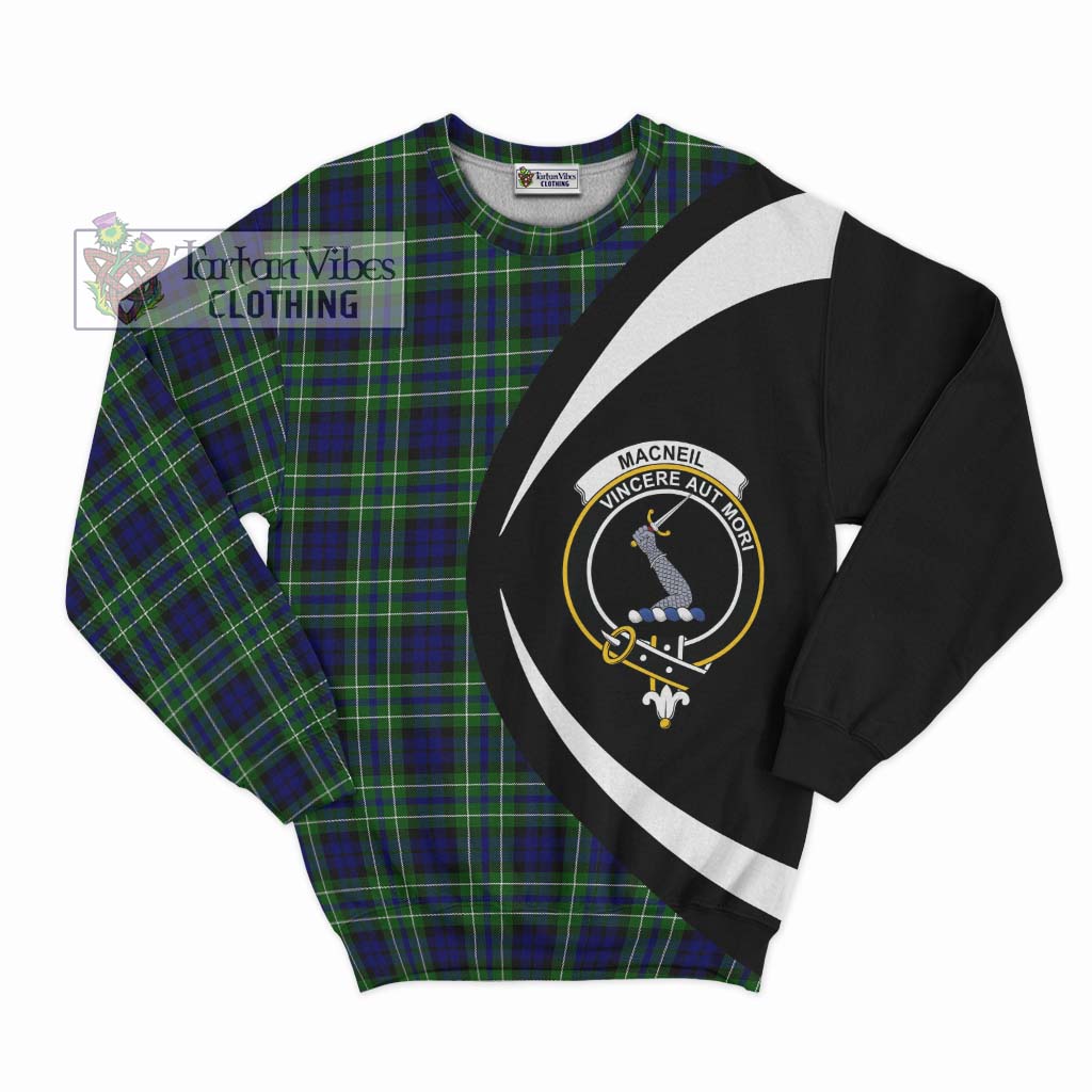 MacNeil of Colonsay Modern Tartan Sweatshirt with Family Crest Circle Style Unisex - Tartan Vibes Clothing