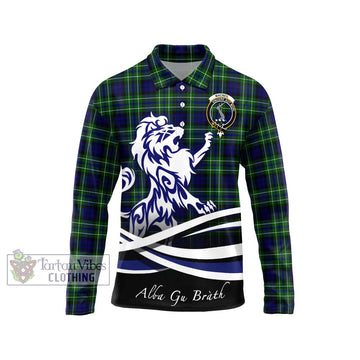 MacNeil of Colonsay Modern Tartan Long Sleeve Polo Shirt with Alba Gu Brath Regal Lion Emblem