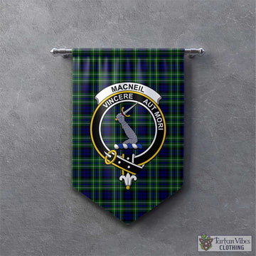 MacNeil of Colonsay Modern Tartan Gonfalon, Tartan Banner with Family Crest