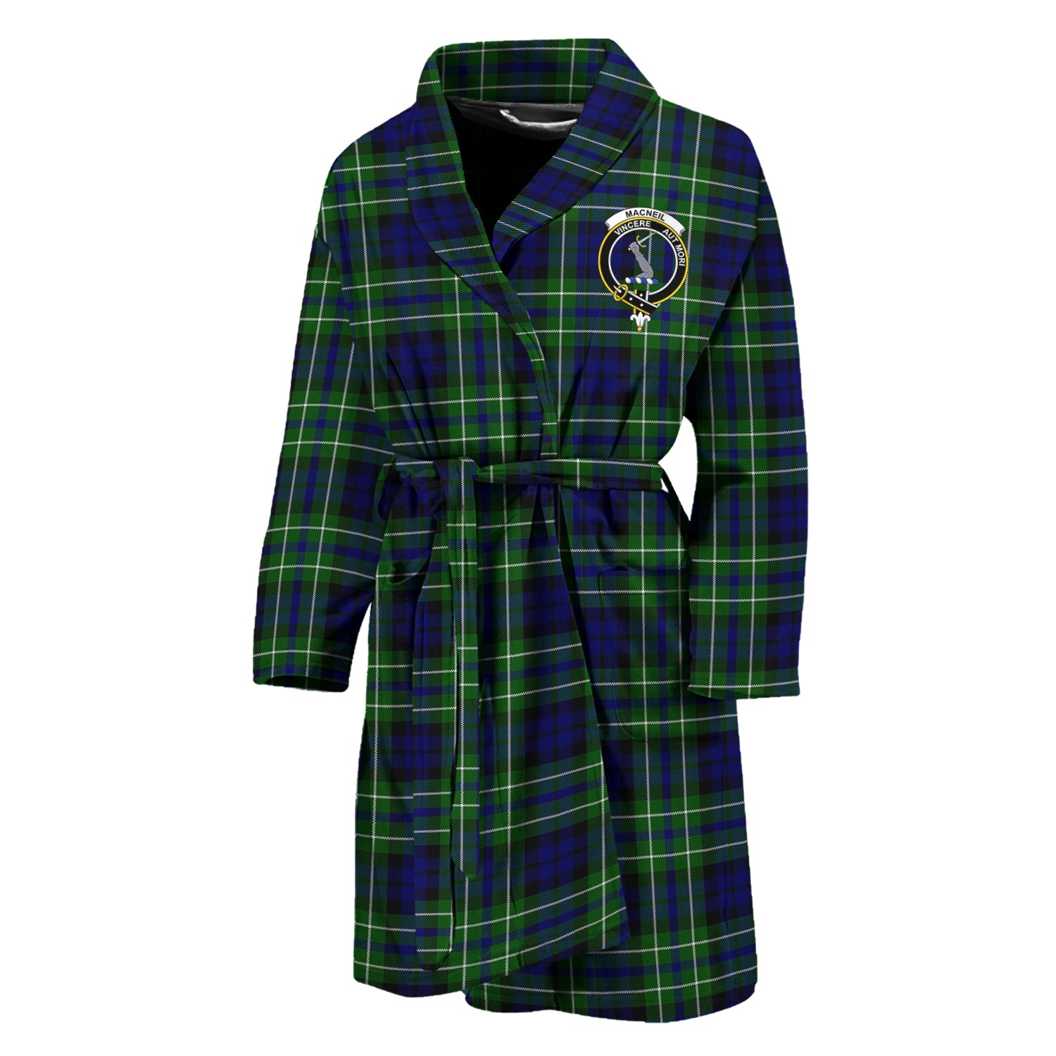 MacNeil of Colonsay Modern Tartan Bathrobe with Family Crest Unisex M - Tartan Vibes Clothing