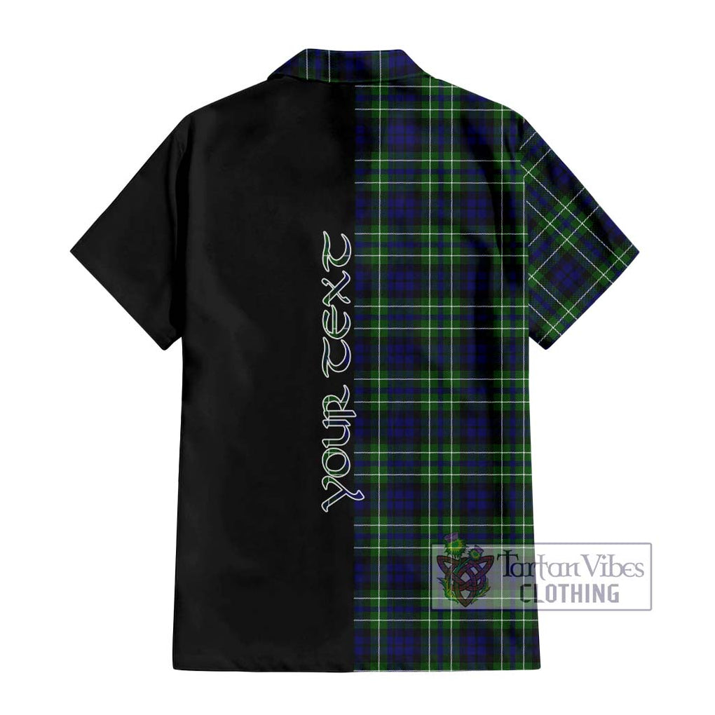 MacNeil of Colonsay Modern Tartan Short Sleeve Button Shirt with Family Crest and Half Of Me Style - Tartanvibesclothing Shop