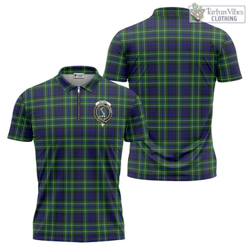 MacNeil of Colonsay Modern Tartan Zipper Polo Shirt with Family Crest