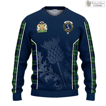 MacNeil of Colonsay Modern Tartan Knitted Sweatshirt with Family Crest and Scottish Thistle Vibes Sport Style