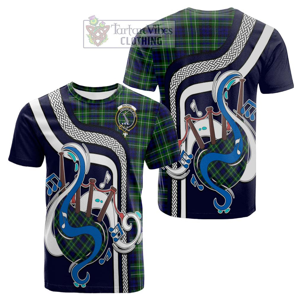 Tartan Vibes Clothing MacNeil of Colonsay Modern Tartan Cotton T-shirt with Epic Bagpipe Style