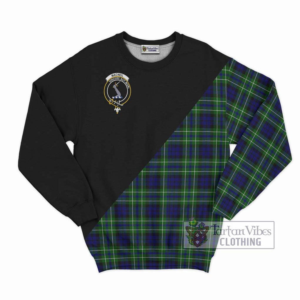 MacNeil of Colonsay Modern Tartan Sweatshirt with Family Crest and Military Logo Style - Tartanvibesclothing Shop