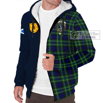 MacNeil of Colonsay Modern Tartan Sherpa Hoodie Alba with Scottish Lion Royal Arm Half Style