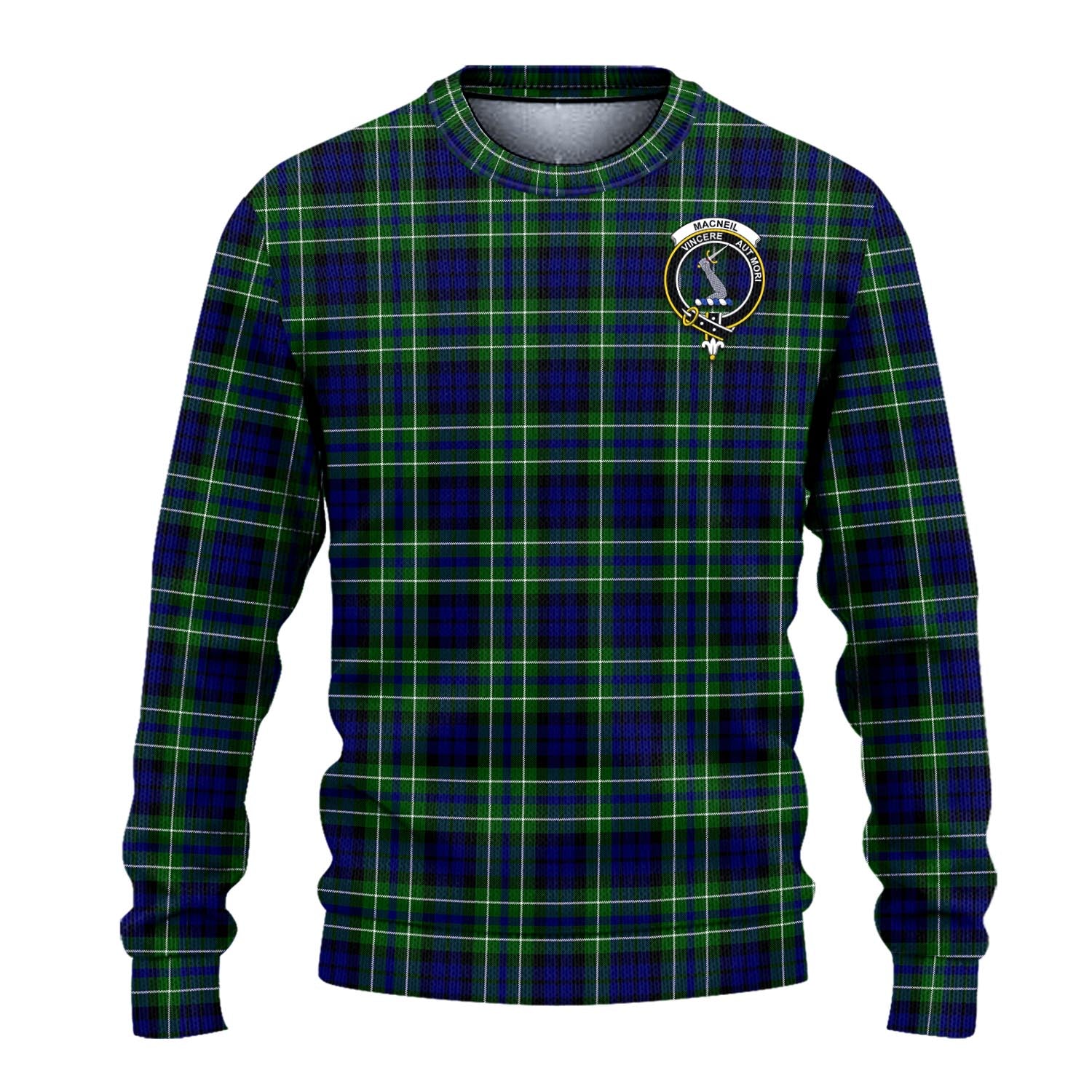 MacNeil of Colonsay Modern Tartan Knitted Sweater with Family Crest - Tartanvibesclothing