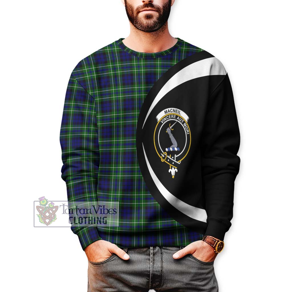 MacNeil of Colonsay Modern Tartan Sweatshirt with Family Crest Circle Style - Tartan Vibes Clothing