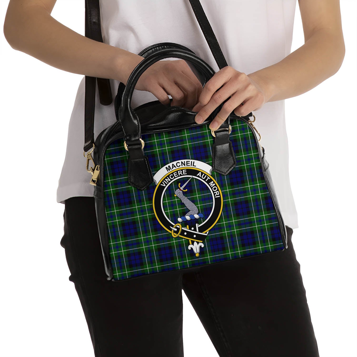 MacNeil of Colonsay Modern Tartan Shoulder Handbags with Family Crest - Tartanvibesclothing