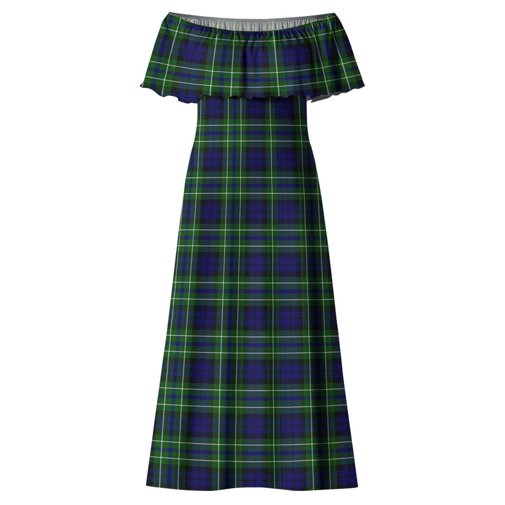 MacNeil of Colonsay Modern Tartan Off Shoulder Long Dress - Tartanvibesclothing