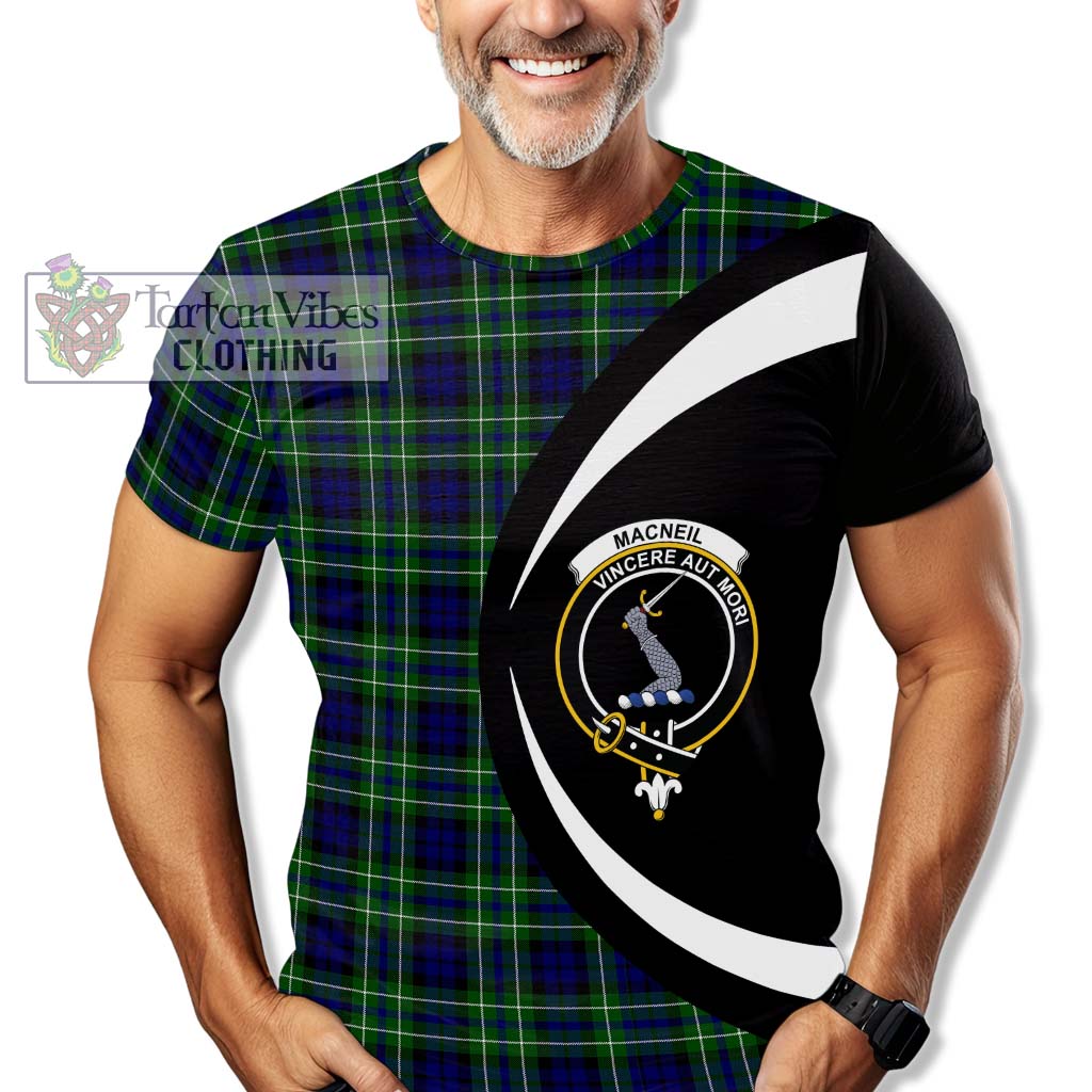 Tartan Vibes Clothing MacNeil of Colonsay Modern Tartan T-Shirt with Family Crest Circle Style