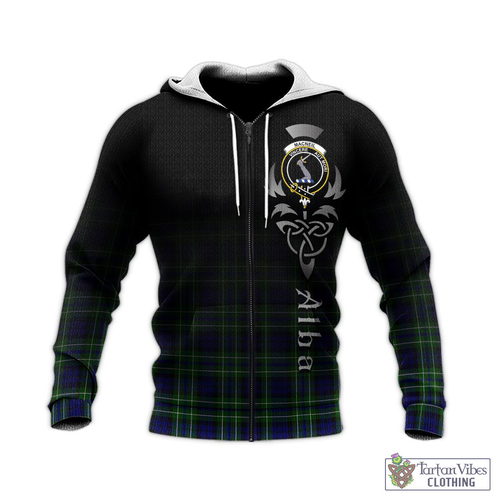 Tartan Vibes Clothing MacNeil of Colonsay Modern Tartan Knitted Hoodie Featuring Alba Gu Brath Family Crest Celtic Inspired